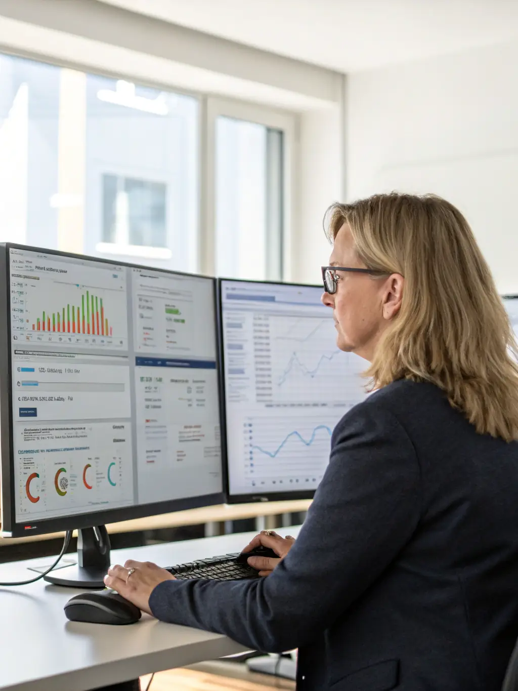 A professional investor analyzing a weekly financial report on a computer screen, showcasing the depth of data and insights provided by the Weekly Plan.